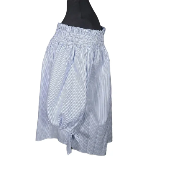 Caroline Constas "Lou" off the shoulder striped cotton blue/White top - Picture 3 of 11